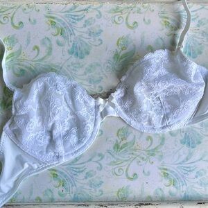VS Unlined Demi Lace Bra White 34C